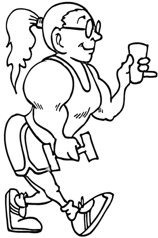 Big Muscles Lady Coloring Page